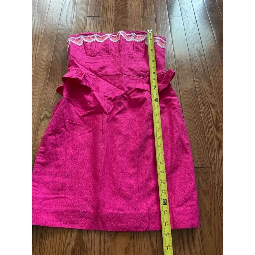 Lilly Pulitzer Pink Embroidered Strapless Dress Women’s Sz 4 - Picture 4 of 11